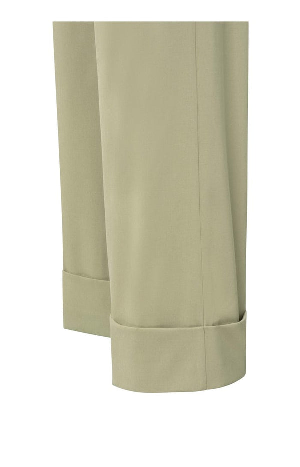 Yaya Wide-leg trousers with pleats and fixed turned-up hem Soft Green