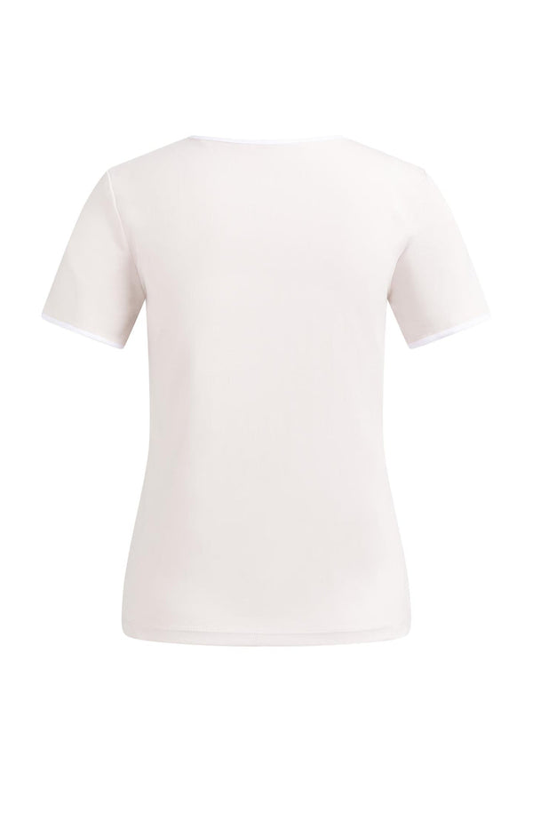 YAYA T-shirt with contrasting trim and round neck -Gray Lilac