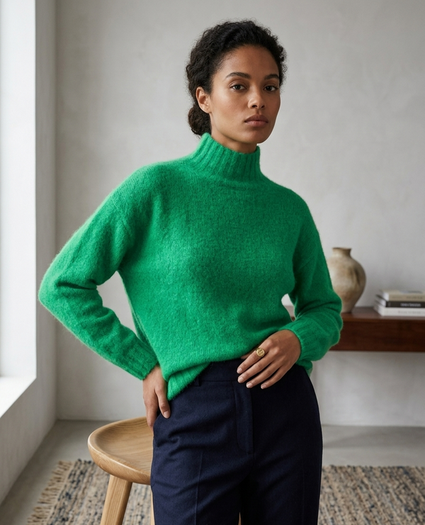 Made in Italy- High Neck Baby Alpaca Pati Knit