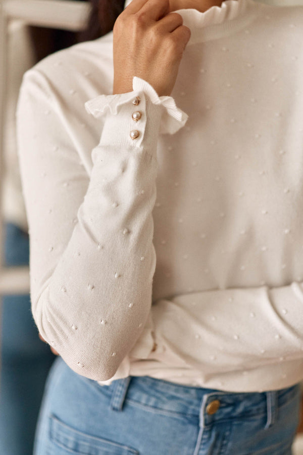 La Petite Etoile High Neck Sweater - White