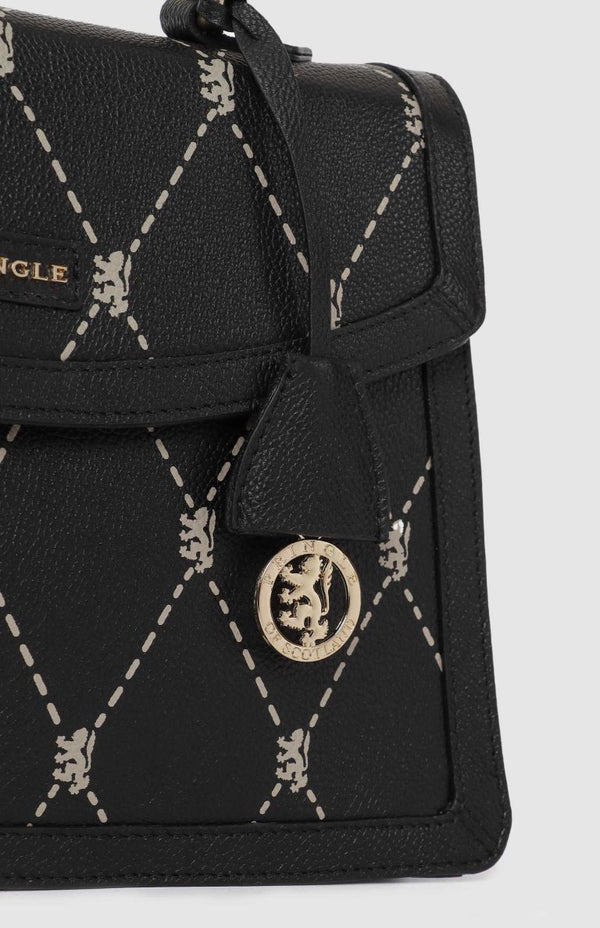 PRINGLE Argyle AOP Top Handle Crossbody Bag - Black