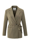 YAYA Loose Fit Blazer With Belt Detail - Caspers Brownish Green