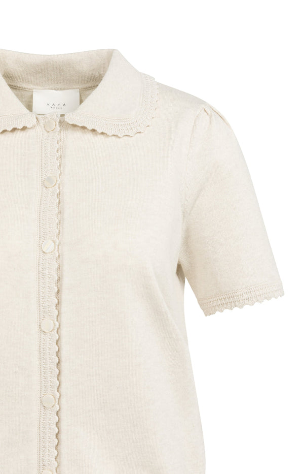 YAYA Knitted cardigan with short sleeves and buttons