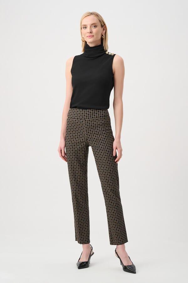 Joseph Ribkoff Geometric Formal Trousers - Black/Beige