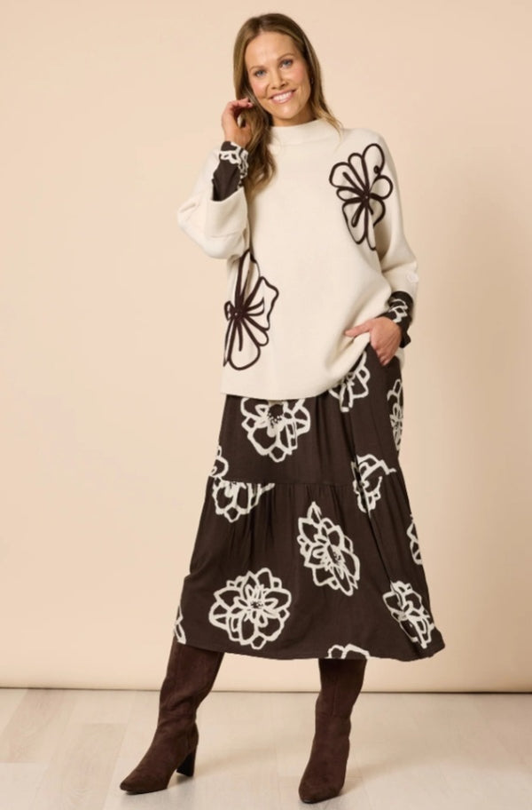 Threadz Mimosa Floral Print Knit - Natural