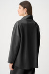 Joseph Ribkoff Scuba Jersey Funnel-Neck Boxy Jacket - Black