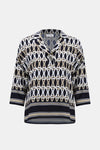 Joseph Ribkoff Geometric Button Closure Shirt-Midnight Blue/Multi