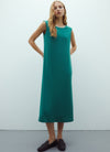 ANDAM Long Modal Rib Knit Dress - Green-68