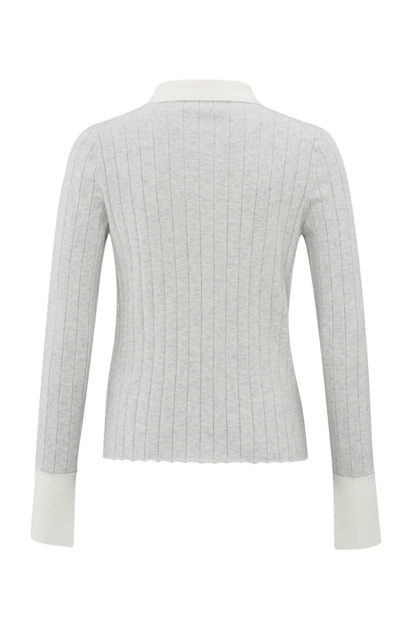 YAYA Rib Cardigan - Ice Melange