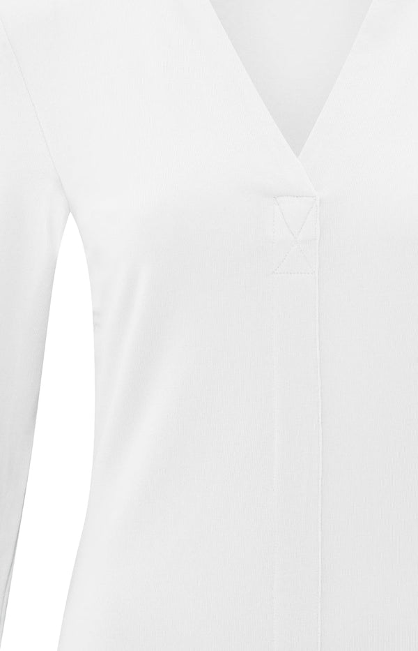 YAYA V-nevk Top Long sleeves - Pure White