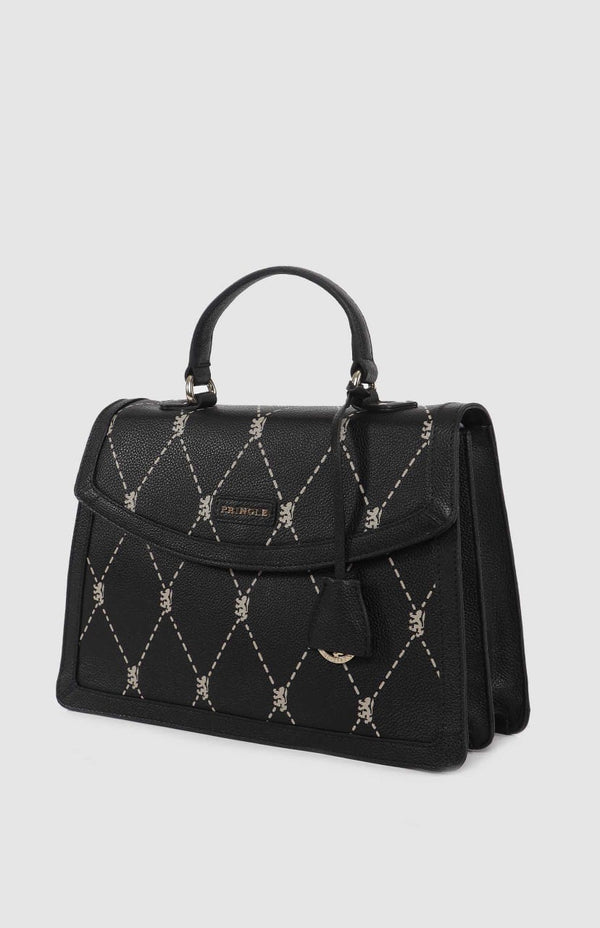 PRINGLE Argyle AOP Top Handle Crossbody Bag - Black