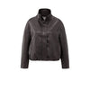 YAYA Faux Leather Jacket with Baloo - Anthracite Brown