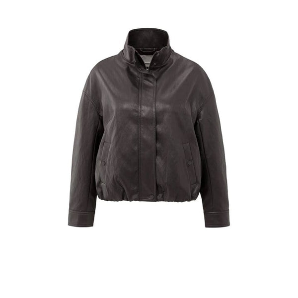 YAYA Faux Leather Jacket with Baloo - Anthracite Brown