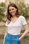 La Petite Etoile Elvie V-neck T-shirt - White Sequence