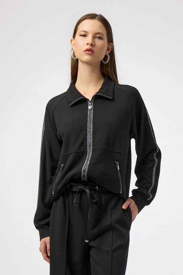 Joseph Ribkoff Zipper Collared Top - Black
