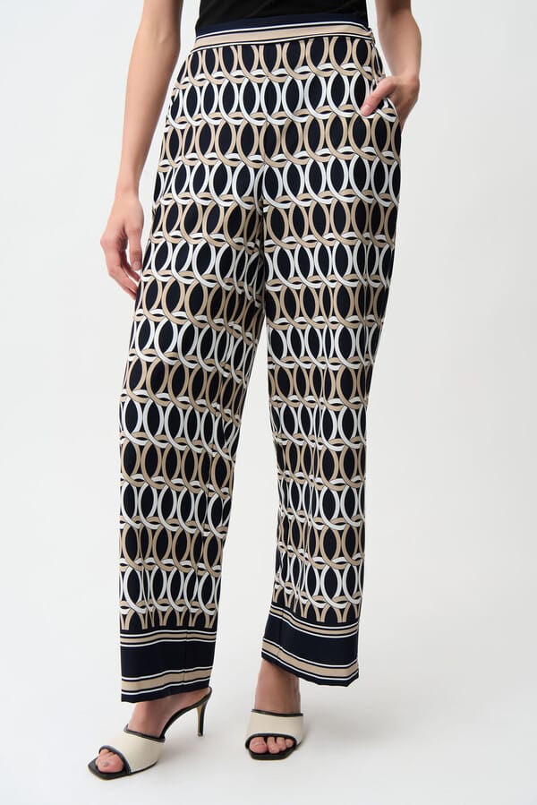 Joseph RibkoffGeometric Mid-rise Trousers- Midnight Blue/Multi