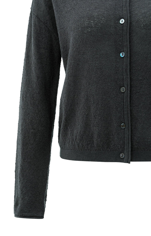 YAYA Knitted High Neck Cardigan- Oyster Black
