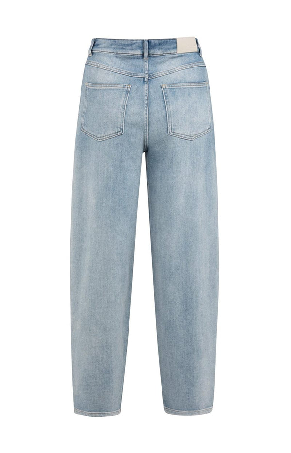 YAYA High-waist jeans with loose fit and roll-up legs - Blue Denim
