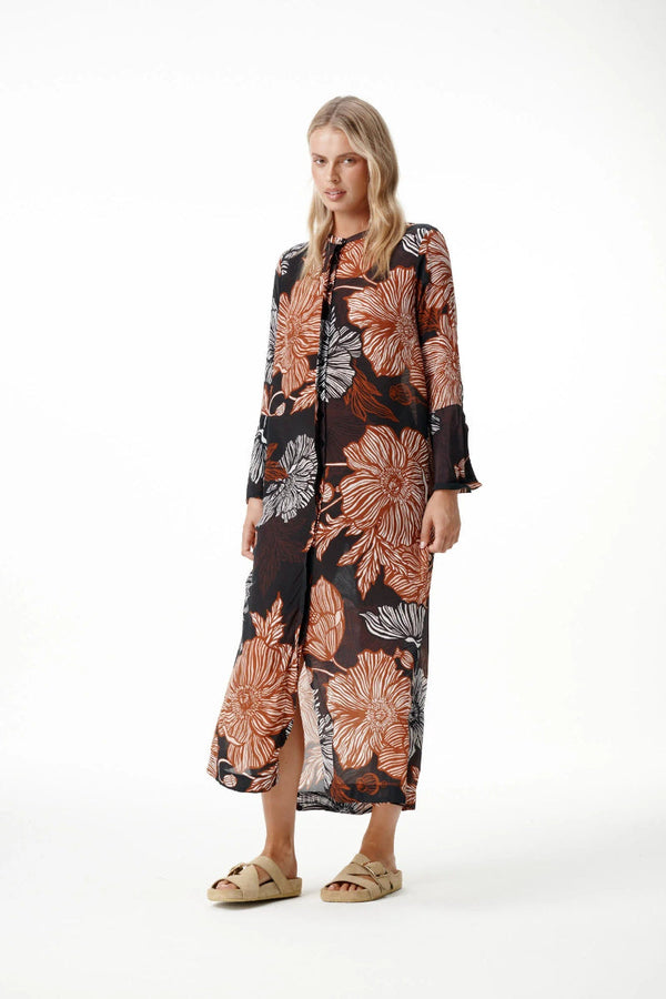 ONESEASON India-Desert Poppy Dress-Black/Tan