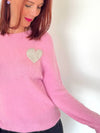 Made in Italy Baby Alpaca Round Neck Sweater with Lurex heart