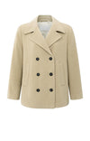 YAYA Woven Double-Breasted Coat- Greenish Sand Beige