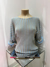 Made In Italy - UB Ember Cotton Lurex Stripe Top - Sky