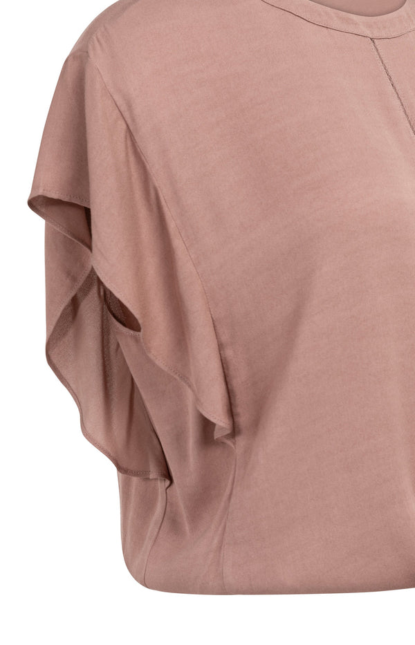 YAYA Flowy Top with Knot Detail & Elastic hem - Burlwood Pink
