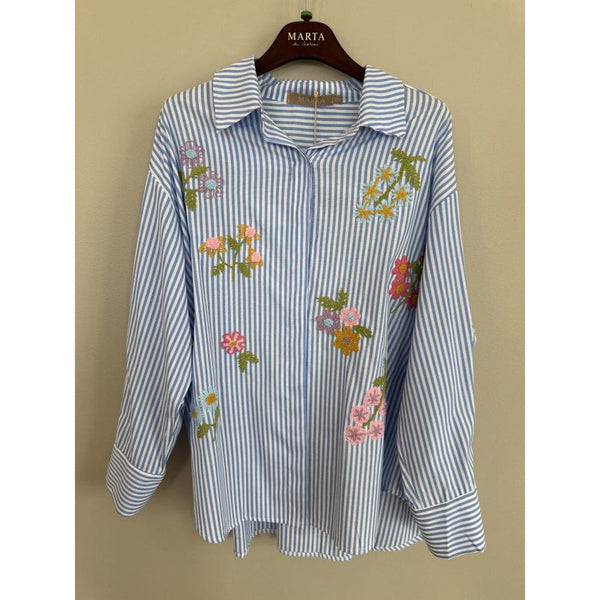 Marta Du Chateau shirt-blue stripe