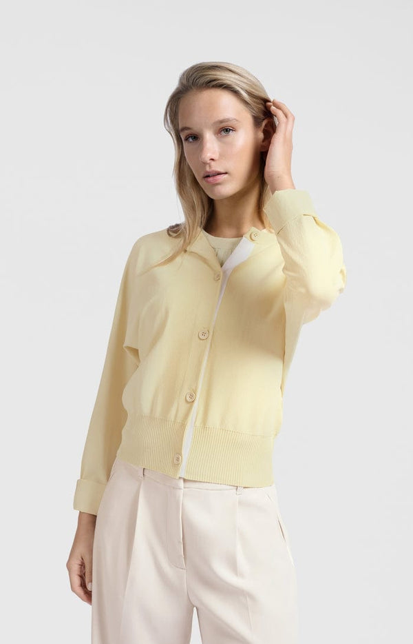 Yaya Batwing cardigan with contrasting details-Frozen Dew Sand Dressin