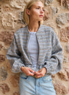 YAYA Short Woven Boucle Jacket - Ice Blue Dessin