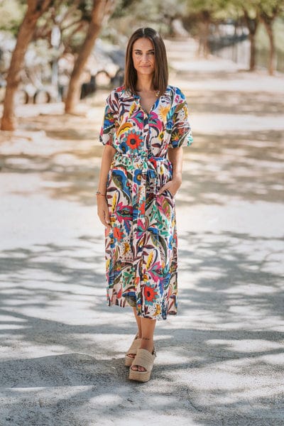 Isla Bonita Cotton Midi Dress — Unique Print