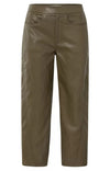 YAYA Faux Leather Carrot Fit Trouser - Capers Brownish Green