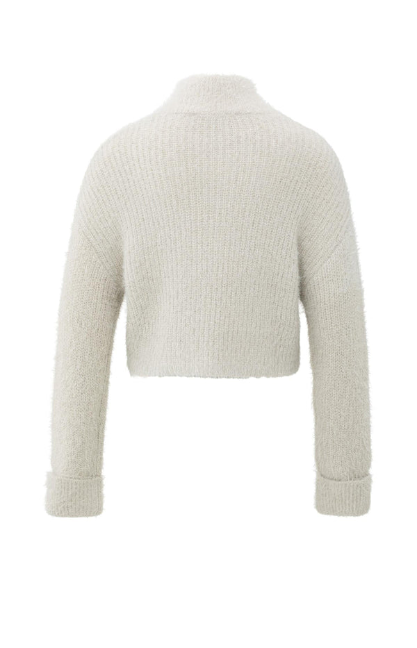 YAYA Furry Collar Sweater - CloudGrey