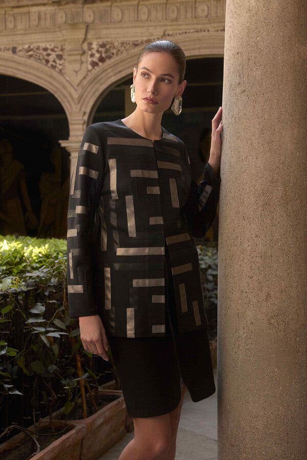 Joseph Ribkoff Geometric Jacket -Black/Multi