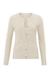 YAYA Faux Layered Ribbed Cardigan - Light Beige Melange