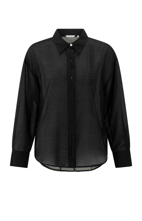 Yaya Blouse with hidden button placket and loose fit Phantom