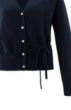 YAYA V-neck Tie Waist Cardigan - InkwellBlue