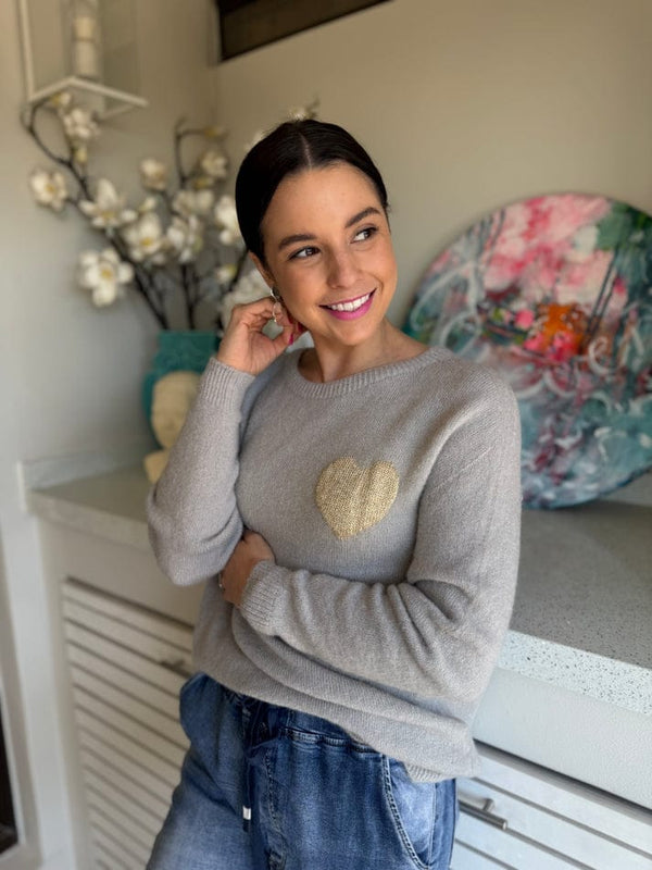 Made in Italy Baby Alpaca Round Neck Sweater with Lurex heart