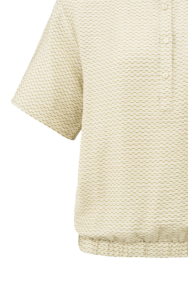 YAYA Rib Waistband Blouse - Soft Grey Dessin