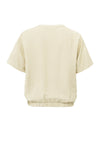 YAYA Rib Waistband Blouse - Soft Grey Dessin