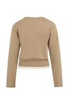 YAYA Sweater with layered look and contrast neckline - Khaki Green Dressin