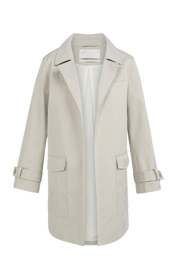 YAYA Woven mid-length trenchcoat with belt - Slate Grey
