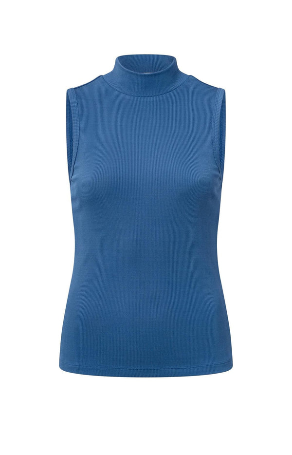 YAYA Sleeveless High Neck Top - Bright Cobalt Blue