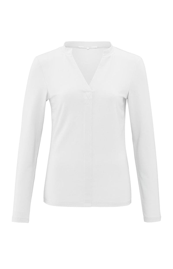 YAYA V-nevk Top Long sleeves - Pure White