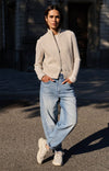YAYA High-waist jeans with loose fit and roll-up legs - Blue Denim