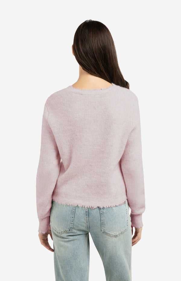 YAYA Melange Yam Cardigan - Shadow Gray Pink Mel