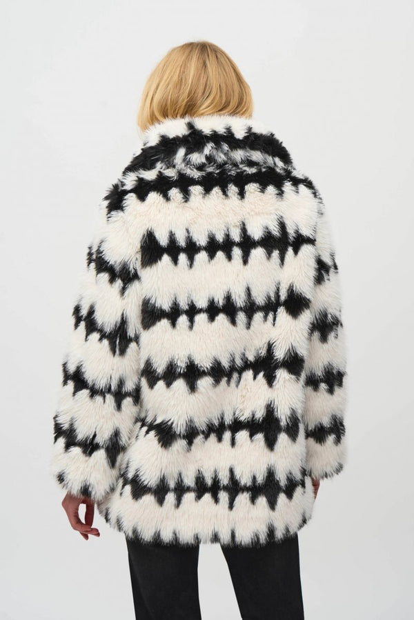 Joseph Ribkoff Reverse Side Fur Coat - Vanilla Black