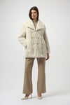 Joseph Ribkoff Textured Faux Fur Shawl Collar Coat