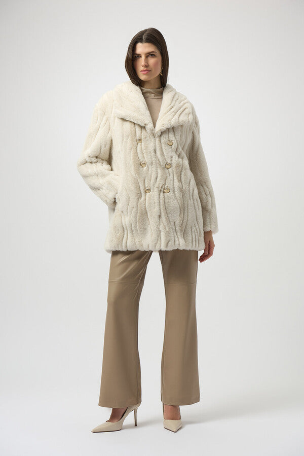 Joseph Ribkoff Textured Faux Fur Shawl Collar Coat