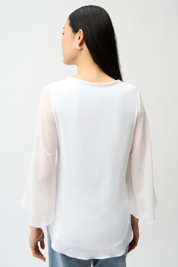 Joseph Ribkoff Straight Tunic With Chiffon Tulip Sleeves-vanilla